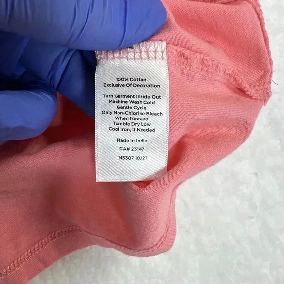 Talbots 100% cotton Size Medium 3/4 length embroidered sleeves Baby Doll Pink - Picture 10 of 11